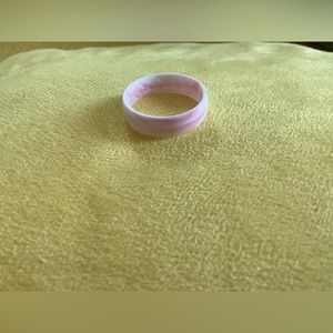 Pink/White Marbled Silicone Ring
